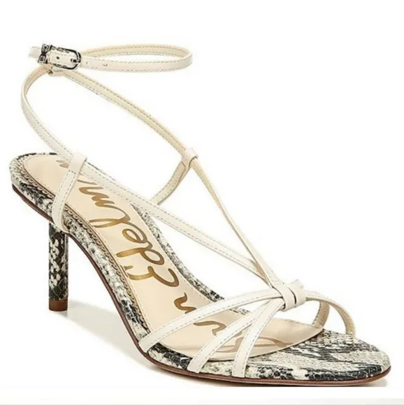 Sam Edelman Pippa Ankle Strap Leather Snake Print Sandals Multi Sizes NEW