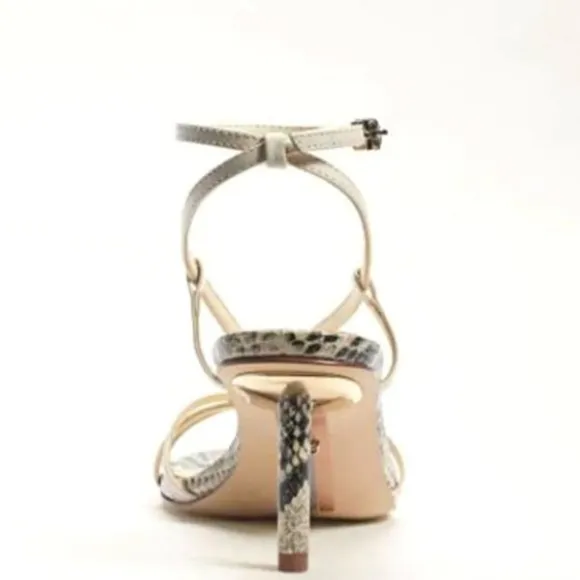 Sam Edelman Pippa Ankle Strap Leather Snake Print Sandals Multi Sizes NEW