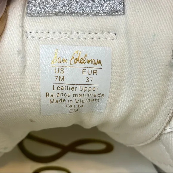 Sam Edelman Talia Gum Sole Soft Silver Leather Dual Strap Sneakers, Size 7