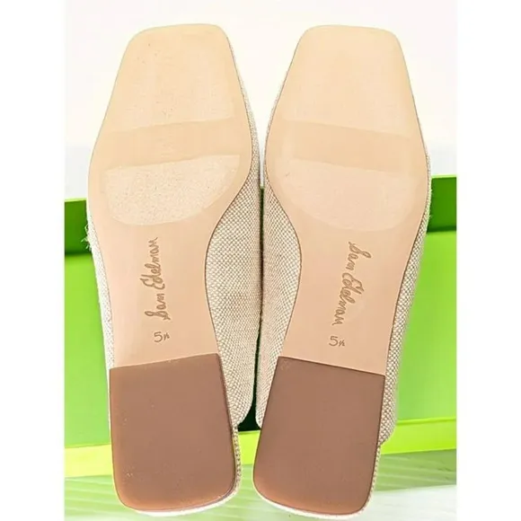 Sam Edelman Women's Lin Buckled Slide Mule Natural Linen Size 5.5 M (MSRP $140)