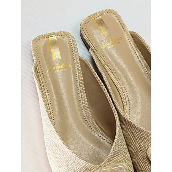 Sam Edelman Women's Lin Buckled Slide Mule Natural Linen Size 5.5 M (MSRP $140)