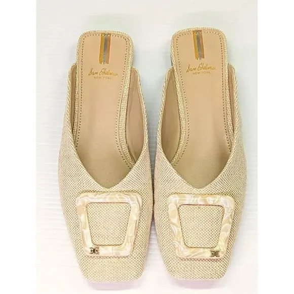 Sam Edelman Women's Lin Buckled Slide Mule Natural Linen Size 5.5 M (MSRP $140)