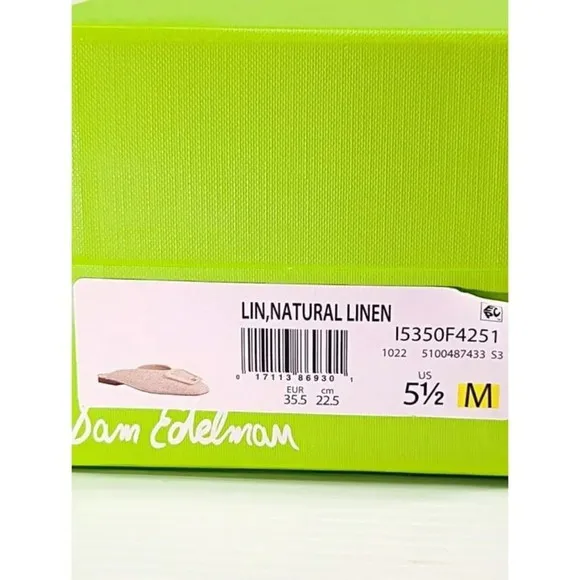 Sam Edelman Women's Lin Buckled Slide Mule Natural Linen Size 5.5 M (MSRP $140)