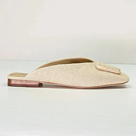 Sam Edelman Women's Lin Buckled Slide Mule Natural Linen Size 5.5 M (MSRP $140)