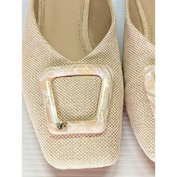 Sam Edelman Women's Lin Buckled Slide Mule Natural Linen Size 5.5 M (MSRP $140)