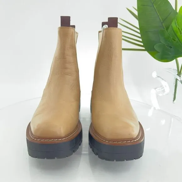 Sam Edelman Boots Laguna Chelsea Womens 6.5 Tan Leather Pull On Lug Sole Chunky