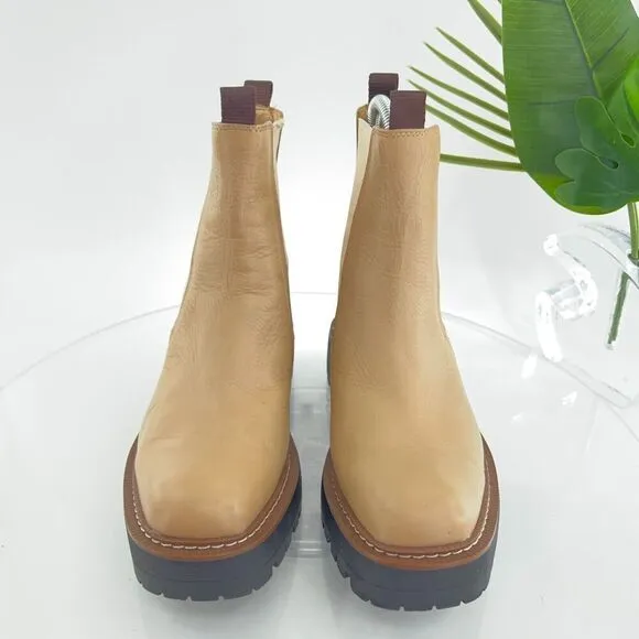 Sam Edelman Boots Laguna Chelsea Womens 6.5 Tan Leather Pull On Lug Sole Chunky