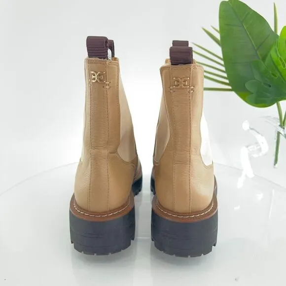Sam Edelman Boots Laguna Chelsea Womens 6.5 Tan Leather Pull On Lug Sole Chunky