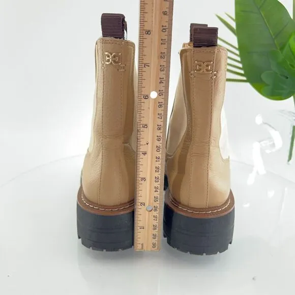 Sam Edelman Boots Laguna Chelsea Womens 6.5 Tan Leather Pull On Lug Sole Chunky