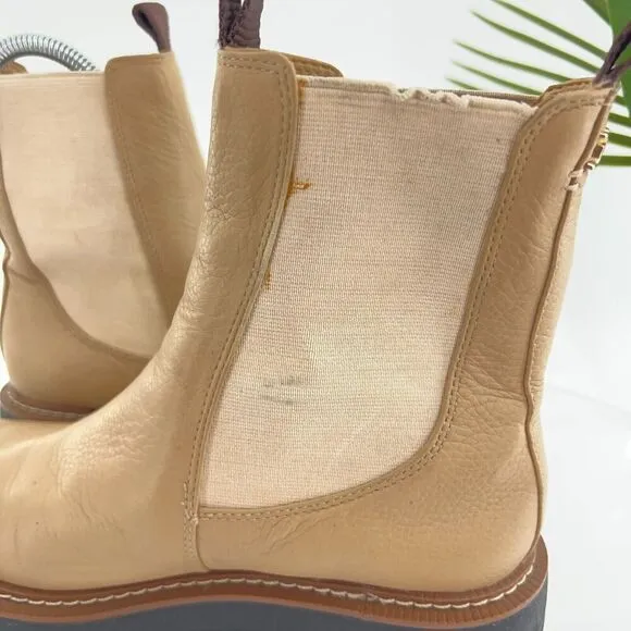 Sam Edelman Boots Laguna Chelsea Womens 6.5 Tan Leather Pull On Lug Sole Chunky