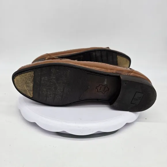 San Remo Shoe Men's 8.5M Brown Leather Moc Toe Tassel Loafers