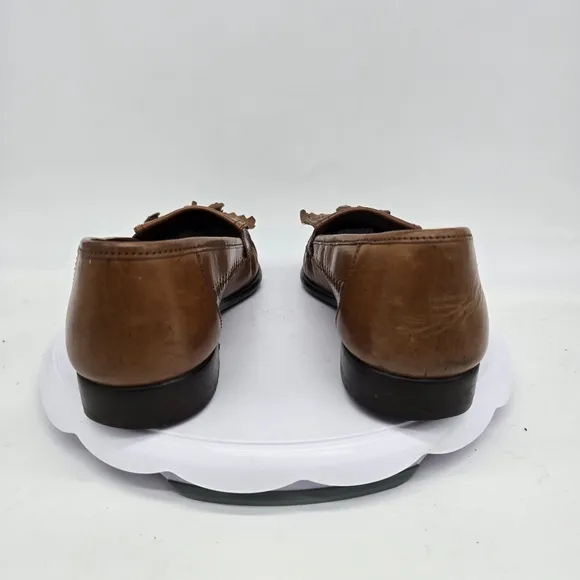 San Remo Shoe Men's 8.5M Brown Leather Moc Toe Tassel Loafers