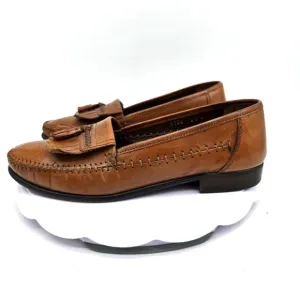 San Remo Shoe Men's 8.5M Brown Leather Moc Toe Tassel Loafers