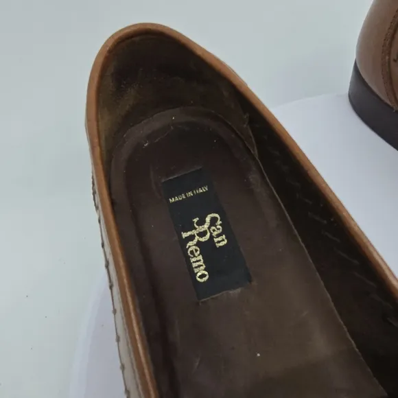 San Remo Shoe Men's 8.5M Brown Leather Moc Toe Tassel Loafers