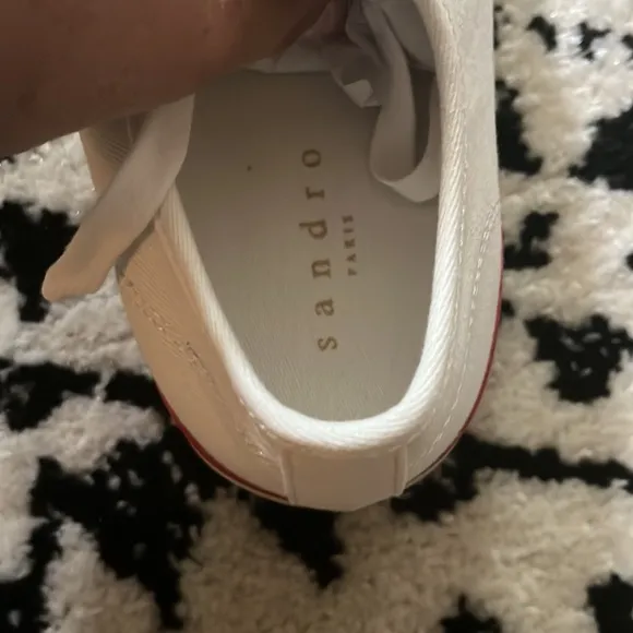 Sandro BLANC Women's Anouk Flame Sole Canvas Sneakers, EU 40, US 8