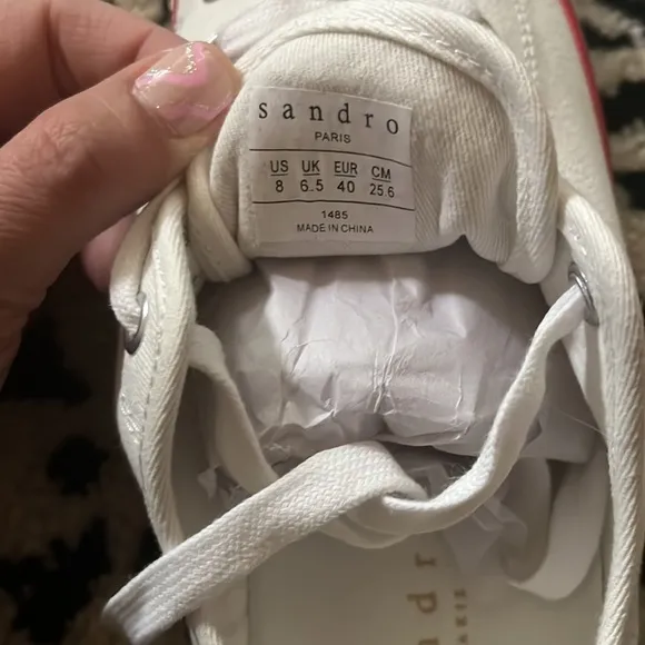 Sandro BLANC Women's Anouk Flame Sole Canvas Sneakers, EU 40, US 8