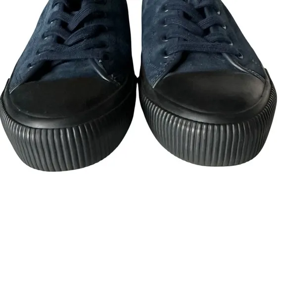SANDRO BLUE LEATHER TRIMMED SUEDE SNEAKERS SIZE 43