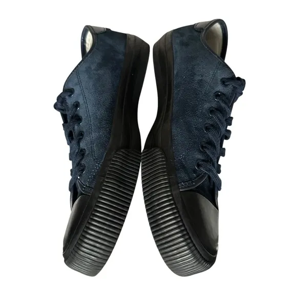 SANDRO BLUE LEATHER TRIMMED SUEDE SNEAKERS SIZE 43