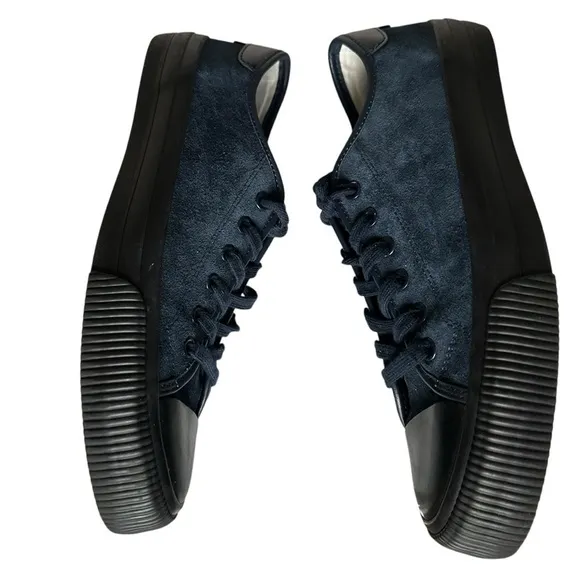 SANDRO BLUE LEATHER TRIMMED SUEDE SNEAKERS SIZE 43