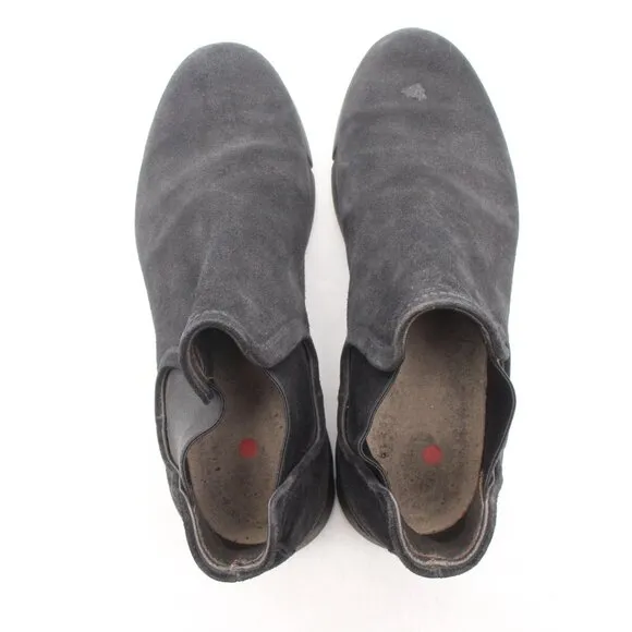 Santoni Chelsea Ankle Boots Mens Size UK 7 Black suede Leather Pull on Shoes