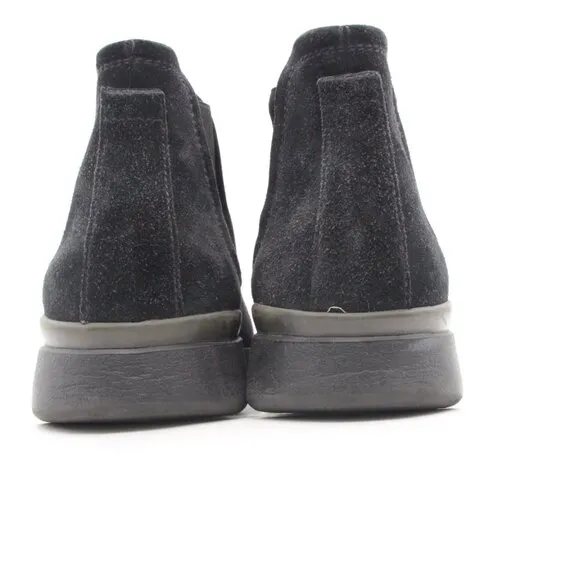 Santoni Chelsea Ankle Boots Mens Size UK 7 Black suede Leather Pull on Shoes