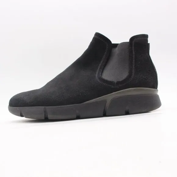 Santoni Chelsea Ankle Boots Mens Size UK 7 Black suede Leather Pull on Shoes