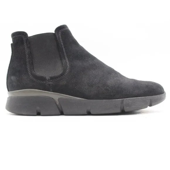 Santoni Chelsea Ankle Boots Mens Size UK 7 Black suede Leather Pull on Shoes