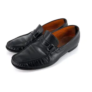 SANTONI Horse Bit Loafer Moccasin Black Leather 9 D