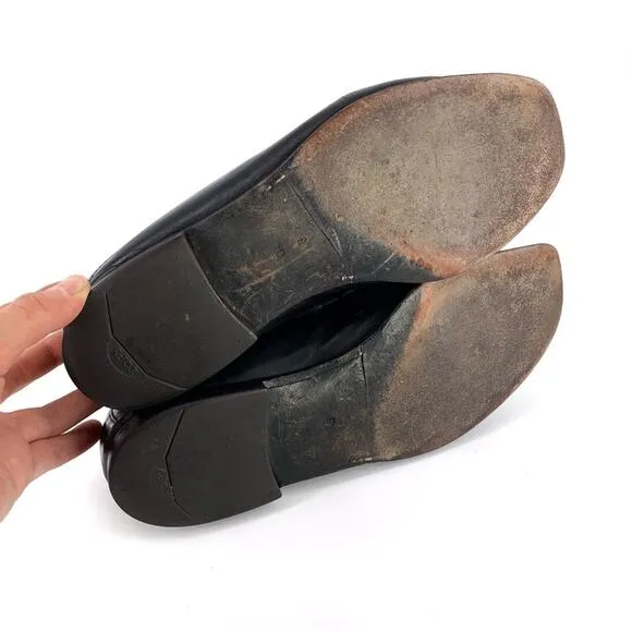 SANTONI Horse Bit Loafer Moccasin Black Leather 9 D