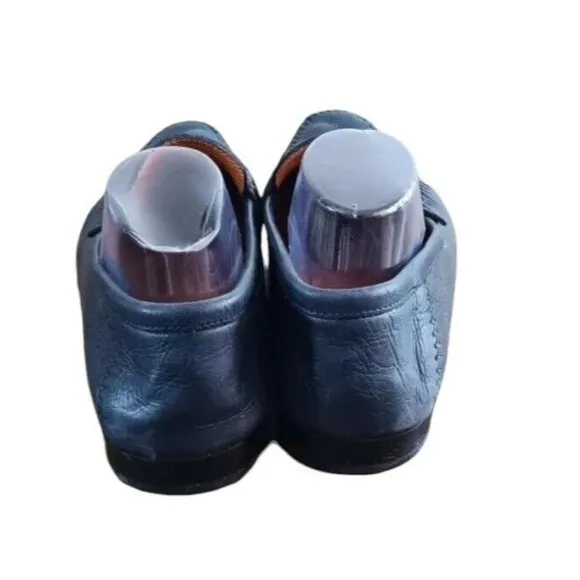Santoni Loafers Men's US 11D Blue Leather Moc Toe Slip On Casual Shoes
