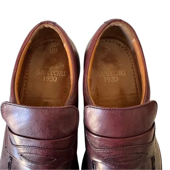 Santori 1930 Men's Brown Leather Loafers in Size 43