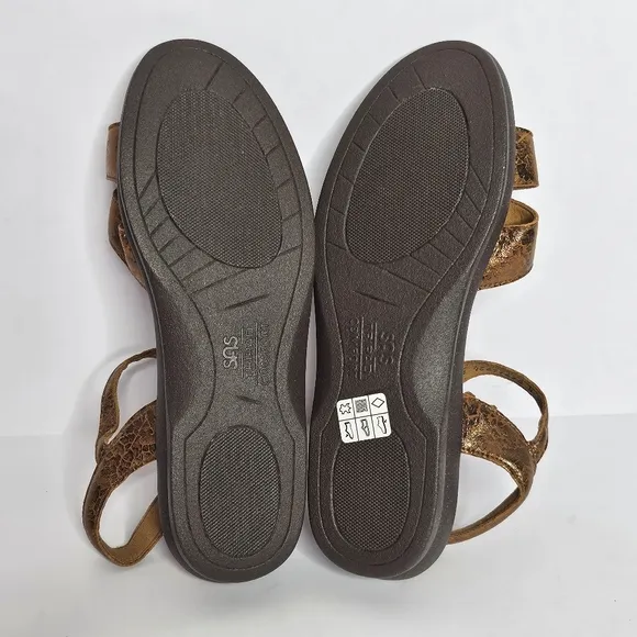 SAS Duo Five Quarter Strap Bronze Crackle Sandals Women's Size 10.5 Narrow