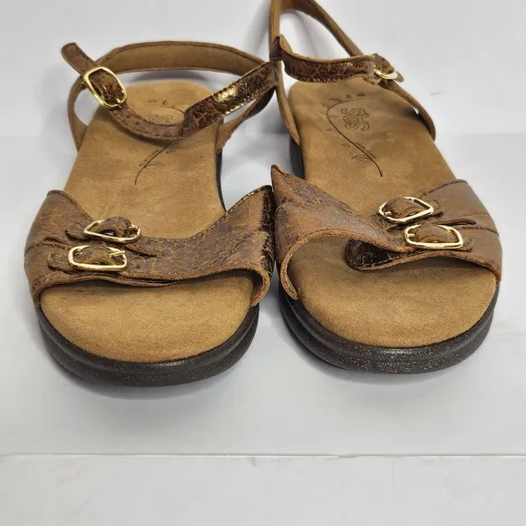 SAS Duo Five Quarter Strap Bronze Crackle Sandals Women's Size 10.5 Narrow