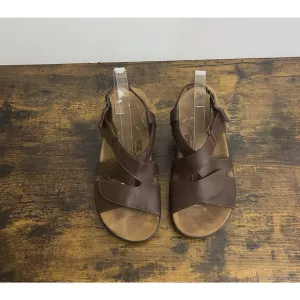 Sas Huggy Cross Strap Sandals Womens Sz 10.5M Brown Leather Adjustable