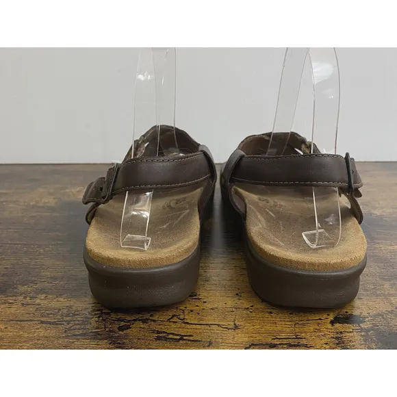 Sas Huggy Cross Strap Sandals Womens Sz 10.5M Brown Leather Adjustable