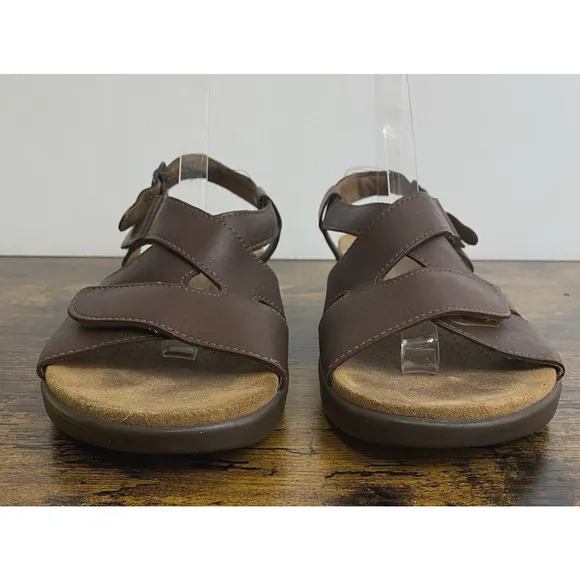 Sas Huggy Cross Strap Sandals Womens Sz 10.5M Brown Leather Adjustable