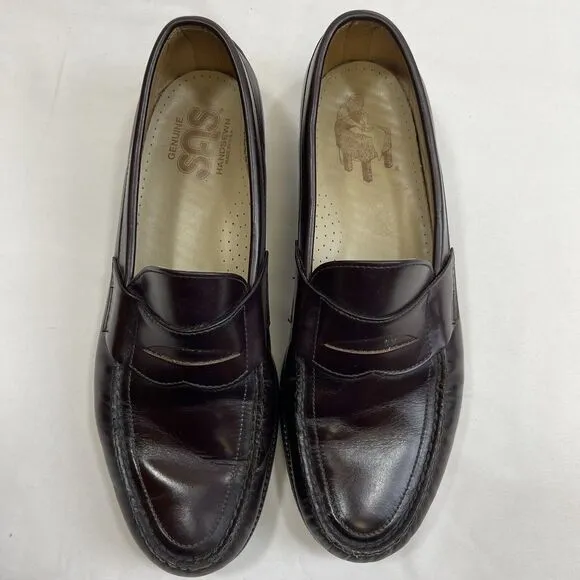 SAS Leather Penny Loafers Men's 11 Brown Pinch Apron Round Toe Slip On Shoes
