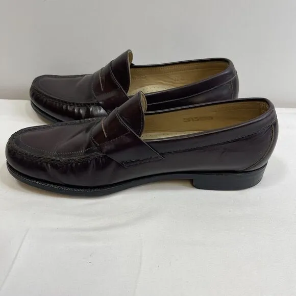 SAS Leather Penny Loafers Men's 11 Brown Pinch Apron Round Toe Slip On Shoes