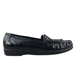 SAS NWOT Women's Size 8.5N Simplify Black Leather Croc Slip On Comfort Loafers