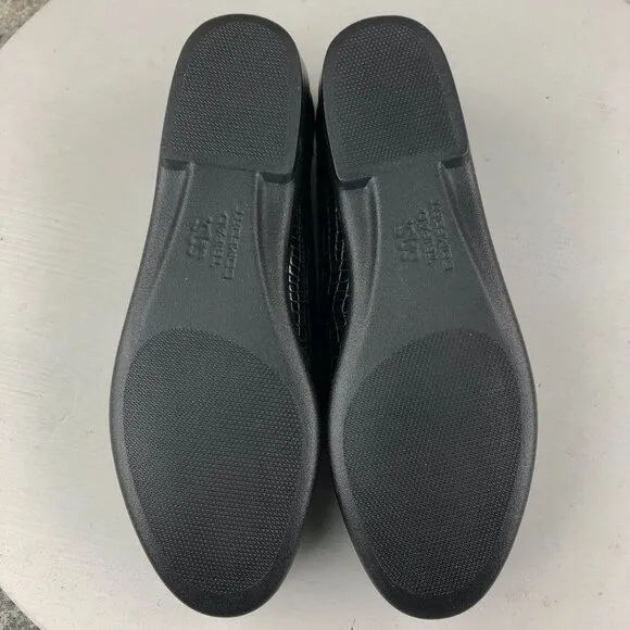 SAS NWOT Women's Size 8.5N Simplify Black Leather Croc Slip On Comfort Loafers