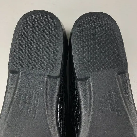 SAS NWOT Women's Size 8.5N Simplify Black Leather Croc Slip On Comfort Loafers