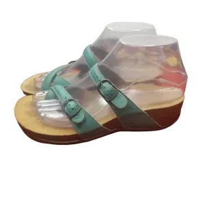 SAS Shelly teal leather double strap sandals