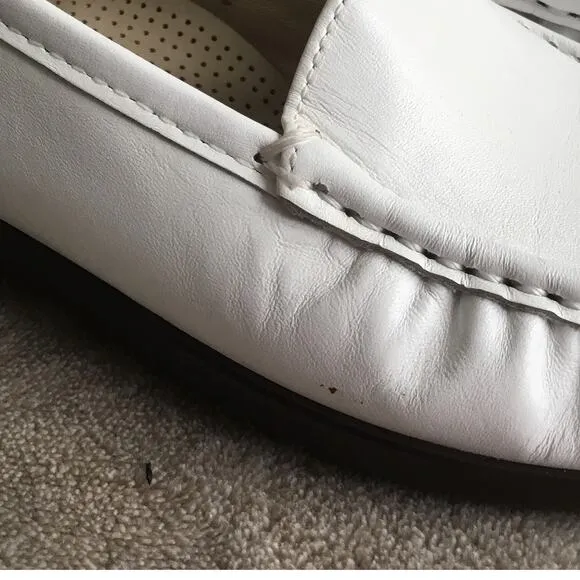 SAS Simplify Leather Slip On Orthopedic White Loafers Sz 8 Made in USA