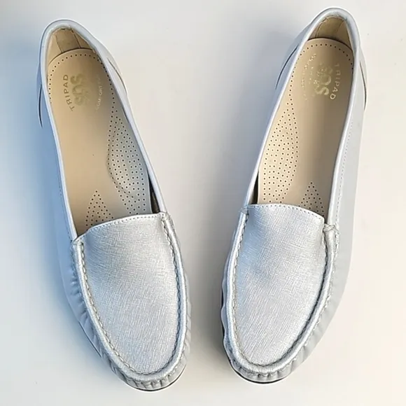 Sas Simplify Leather Tripad Comfort Slip-on Moccasin Loafer in Silver Cloud