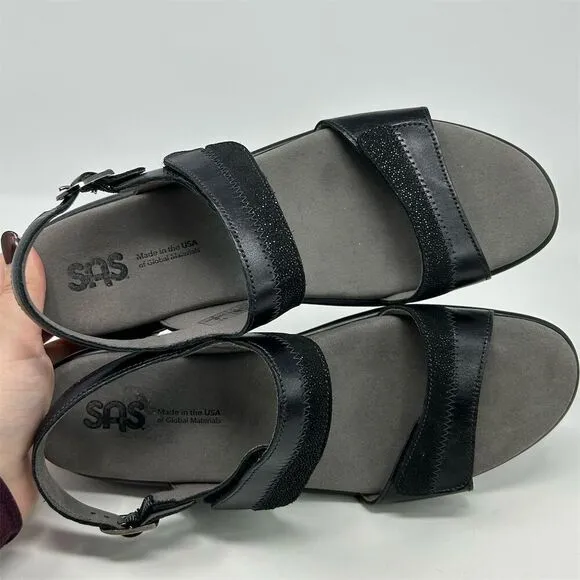 SAS Women's Nudu Midnight Black Slingback Sandals Size 11 Slim Casual Summer