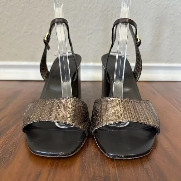SCANLAN THEODORE Moro Heeled Sandals in Snakeskin Bronze Espresso