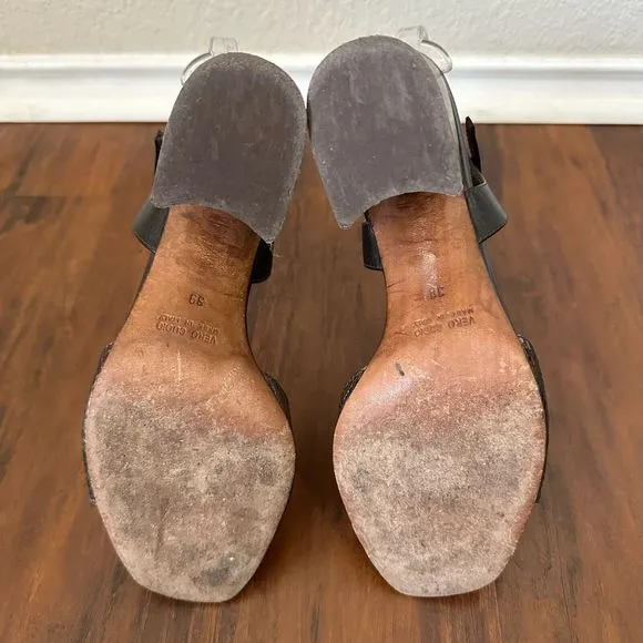 SCANLAN THEODORE Moro Heeled Sandals in Snakeskin Bronze Espresso