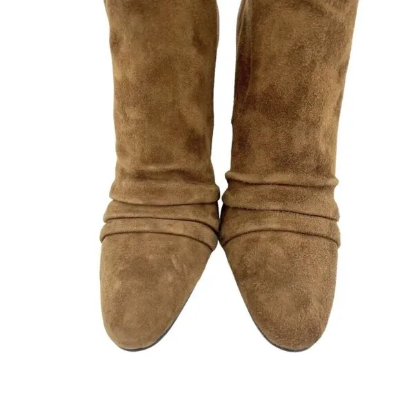 Schutz Alicie Brown Suede Leather Mid Calf Pull On Boots Sz 9.5 New $425