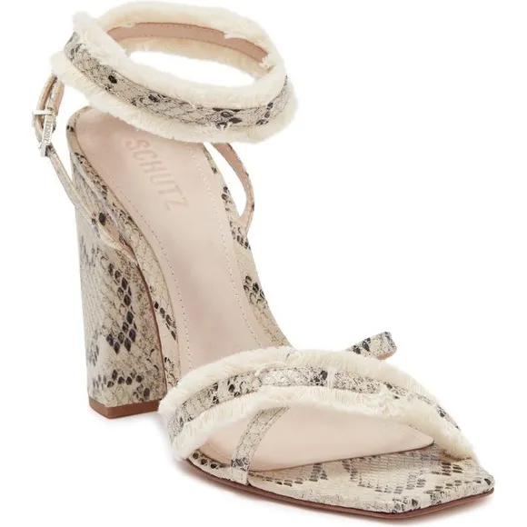 🆕{SCHUTZ} Brook Snakeskin Fringed Sandals