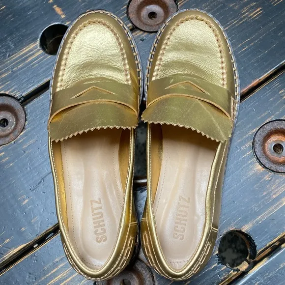 SCHUTZ Christie Metallic Penny Loafers - 8.5